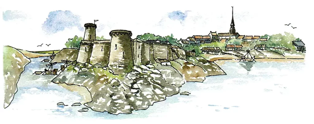 Aquarelle du château de Pornic XVe siècle