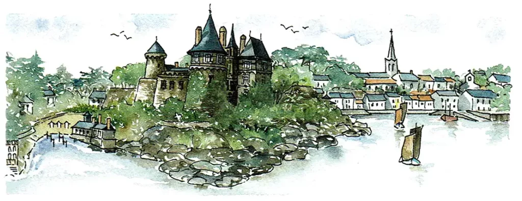 Aquarelle du château de Pornic XXe siècle